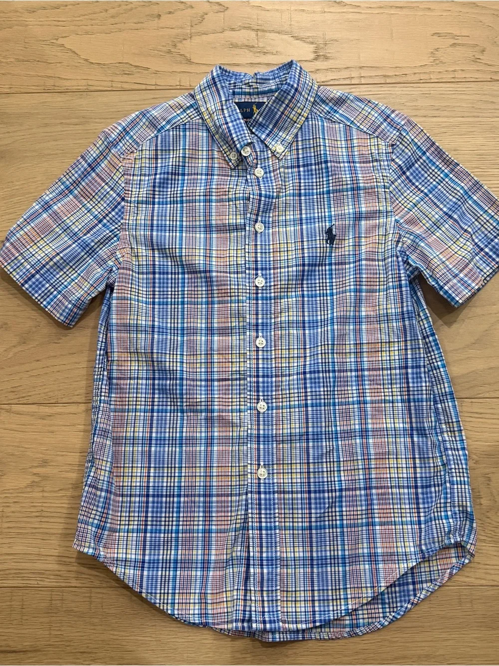 Ralph Lauren | Boys Blue Multi Plaid Short Sleeve Button-Down Shirt